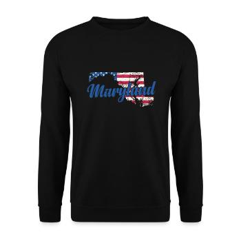Maryland USA Flagge in Karte Amerika - Unisex Pullover - Schwarz - Vorne - Alina (178cm) & Michal (187cm)