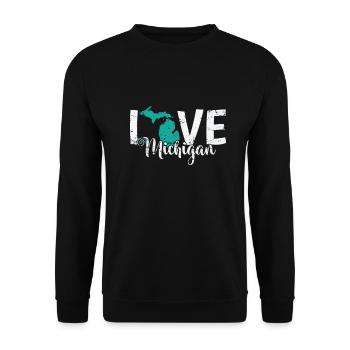 Michigan Love Michigan USA Amerika - Unisex Pullover - Schwarz - Vorne - Alina (178cm) & Michal (187cm)