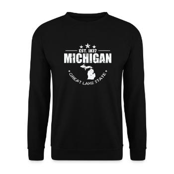 Michigan Est. 1837 Great Lake State USA - Unisex Sweatshirt - black - Front - Alina (178cm) & Michal (187cm)