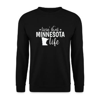 Minnesota Livin que Minnesota Life USA - Sweat-shirt Unisexe - noir - Devant - Alina (178cm) & Michal (187cm)