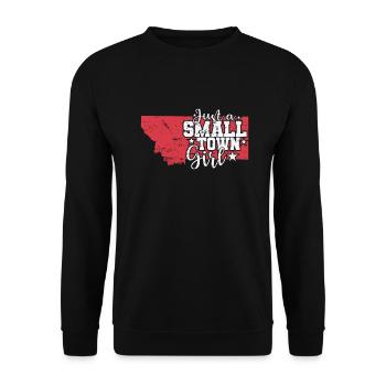 Montana Just a Small Town Girl USA Amerika - Unisex Pullover - Schwarz - Vorne - Alina (178cm) & Michal (187cm)