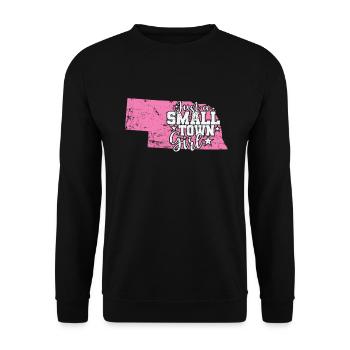 Nebraska Just a Small Town Girl USA Amerika - Unisex Pullover - Schwarz - Vorne - Alina (178cm) & Michal (187cm)