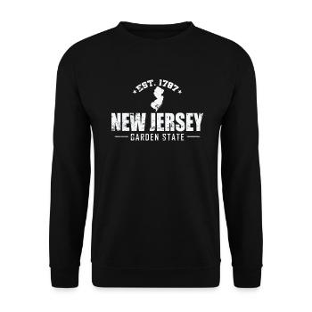 New Jersey Est. 1787 Garden State USA - Unisex Pullover - Schwarz - Vorne - Alina (178cm) & Michal (187cm)