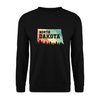 North Dakota Map with Skyline USA America - Unisex Sweatshirt - black - Front - Alina (178cm) & Michal (187cm)
