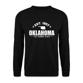 Oklahoma Est. 1907 The Sooner State USA - Unisex Pullover - Schwarz - Vorne - Alina (178cm) & Michal (187cm)