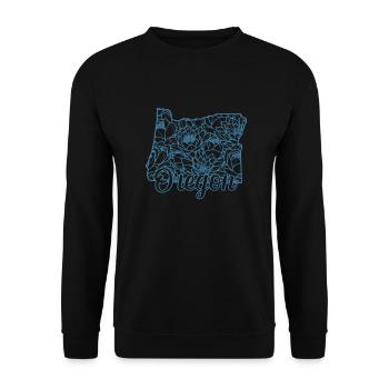 Oregon floral pattern in map outline USA - Unisex Sweatshirt - black - Front - Alina (178cm) & Michal (187cm)