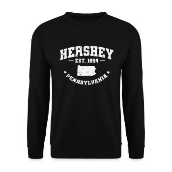 Pennsylvania Hershey Est. 1894 USA Amerika - Unisex Pullover - Schwarz - Vorne - Alina (178cm) & Michal (187cm)