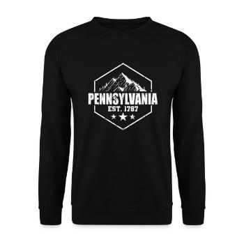 Pennsylvania Est. 1787 USA Amerika - Unisex Pullover - Schwarz - Vorne - Alina (178cm) & Michal (187cm)