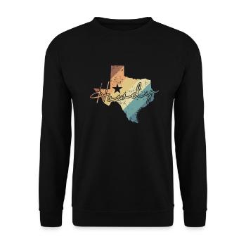 Texas Howdy Karte USA Amerika - Unisex Pullover - Schwarz - Vorne - Alina (178cm) & Michal (187cm)