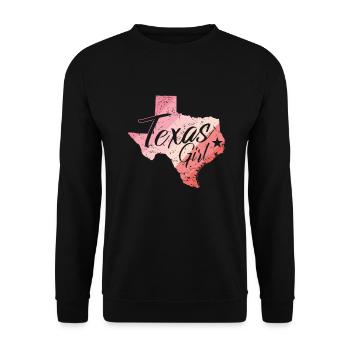 Texas Girl Kartenumriss USA Amerika - Unisex Pullover - Schwarz - Vorne - Alina (178cm) & Michal (187cm)