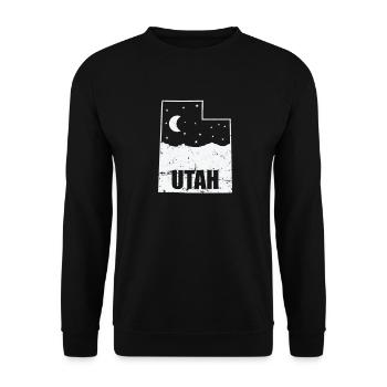 Utah Karte mit Skyline USA Amerika - Unisex Pullover - Schwarz - Vorne - Alina (178cm) & Michal (187cm)