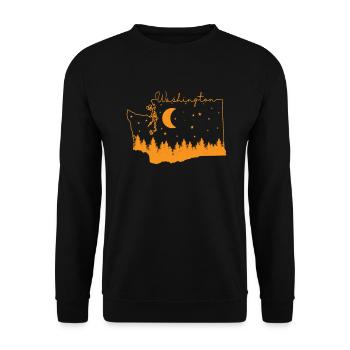 Contour de la carte de Washington avec Skyline USA - Sweat-shirt Unisexe - noir - Devant - Alina (178cm) & Michal (187cm)