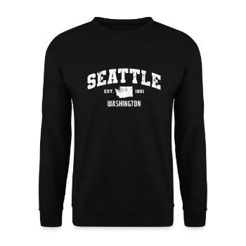 Washington Seattle Est. 1851 USA America - Unisex Sweatshirt - black - Front - Alina (178cm) & Michal (187cm)
