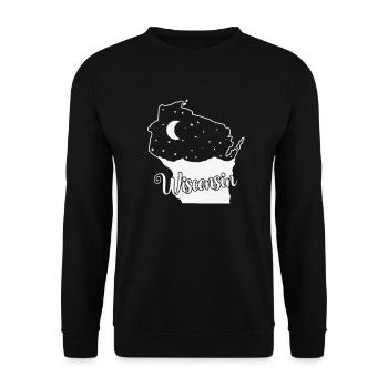 Wisconsin Skyline in Kartenumriss USA - Unisex Pullover - Schwarz - Vorne - Alina (178cm) & Michal (187cm)