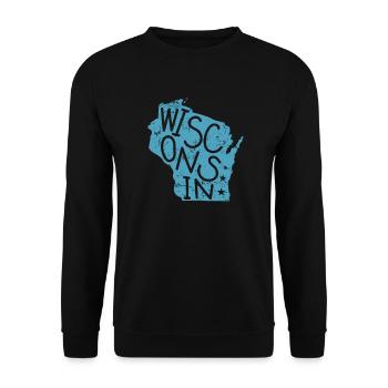 Wisconsin USA Amerika Bundesstaat - Unisex Pullover - Schwarz - Vorne - Alina (178cm) & Michal (187cm)