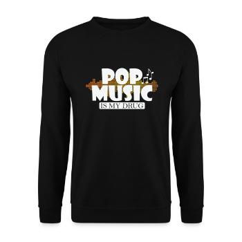 Pop Music is my Drug R'n'B Sänger Stars - Unisex Pullover - Schwarz - Vorne - Alina (178cm) & Michal (187cm)
