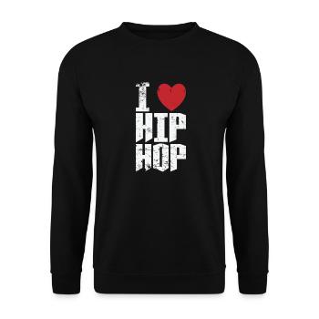I Love Hip Hop Musikrichtung Rap Urban - Unisex Pullover - Schwarz - Vorne - Alina (178cm) & Michal (187cm)