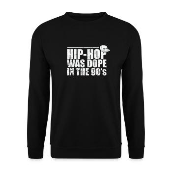 Hip-Hop was Cool in the 90's Musikrichtung - Unisex Pullover - Schwarz - Vorne - Alina (178cm) & Michal (187cm)