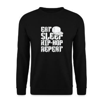 Eat Sleep Hip-Hop Repeat Musikrichtung Rap - Unisex Pullover - Schwarz - Vorne - Alina (178cm) & Michal (187cm)