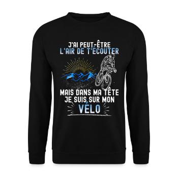 Homme Cycliste Citation Drôle Vélo - Sweat-shirt Unisexe - noir - Devant - Alina (178cm) & Michal (187cm)