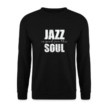 Jazz is good for the Soul Musik Saxophon - Unisex Pullover - Schwarz - Vorne - Alina (178cm) & Michal (187cm)
