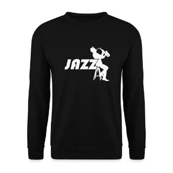 Jazz with saxophone on a bar stool - Unisex Sweatshirt - black - Front - Alina (178cm) & Michal (187cm)