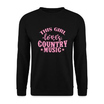 Cette fille aime la musique country USA Amérique - Sweat-shirt Unisexe - noir - Devant - Alina (178cm) & Michal (187cm)