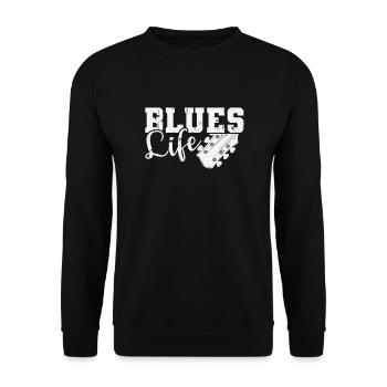 Blues Life Musik Trompete Chicago Blues - Unisex Pullover - Schwarz - Vorne - Alina (178cm) & Michal (187cm)