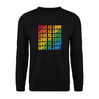 Love is Love LGBT Toleranz Pride Gender - Unisex Pullover - Schwarz - Vorne - Alina (178cm) & Michal (187cm)