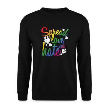 Spread Love not hate LGBT Regenbogen - Unisex Pullover - Schwarz - Vorne - Alina (178cm) & Michal (187cm)