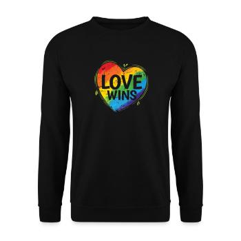 Love wins LGBT Toleranz Regenbogenfarben - Unisex Pullover - Schwarz - Vorne - Alina (178cm) & Michal (187cm)
