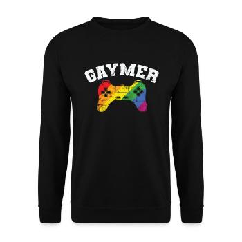 Gamer Controller Gaymer LGBT Pride - Unisex Sweatshirt - black - Front - Alina (178cm) & Michal (187cm)