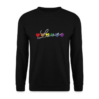 Love bunt LGBT Regenbogen Toleranz - Unisex Pullover - Schwarz - Vorne - Alina (178cm) & Michal (187cm)