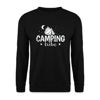 Camping Tribe Urlaub Freiheit Lagerfeuer - Unisex Pullover - Schwarz - Vorne - Alina (178cm) & Michal (187cm)