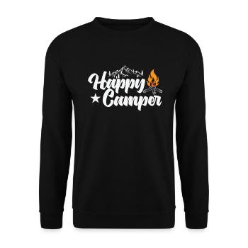 Happy Camper Holiday Freedom Campfire - Unisex Sweatshirt - black - Front - Alina (178cm) & Michal (187cm)