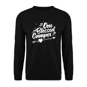 One bless Camper Urlaub Freiheit Zelt - Unisex Pullover - Schwarz - Vorne - Alina (178cm) & Michal (187cm)