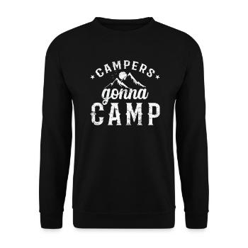 Campers gonna Camp Urlaub Freiheit Berge - Unisex Pullover - Schwarz - Vorne - Alina (178cm) & Michal (187cm)