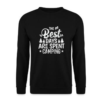 The best Days are spent Camping Urlaub - Unisex Pullover - Schwarz - Vorne - Alina (178cm) & Michal (187cm)