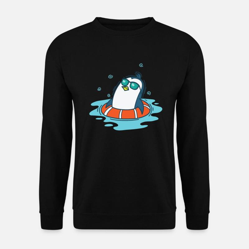 Penguin bathing with swimming tires - Unisex Sweatshirt - black