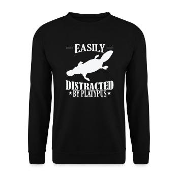 Easily Distracted by Platypus Schnabeltier - Unisex Sweatshirt - black - Front - Alina (178cm) & Michal (187cm)