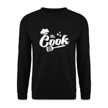 Mr. Cook mit Kochmütze und Pfannenwender Koch - Unisex Pullover - Schwarz - Vorne - Alina (178cm) & Michal (187cm)
