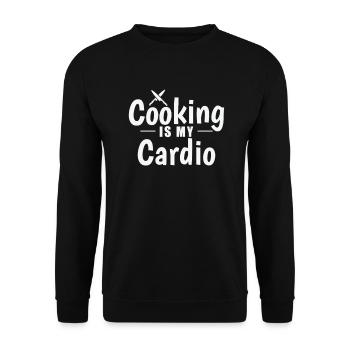 Cooking is my Cardio Koch Hobby Essen Küche - Unisex Sweatshirt - black - Front - Alina (178cm) & Michal (187cm)