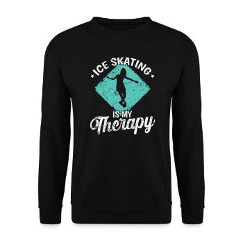 Ice Skating is my Therapy Schlittschuhlaufen - Unisex Sweatshirt - black - Front - Alina (178cm) & Michal (187cm)