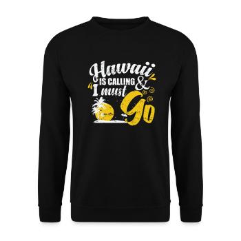 Hawaii is calling and I must go Palme - Unisex Pullover - Schwarz - Vorne - Alina (178cm) & Michal (187cm)
