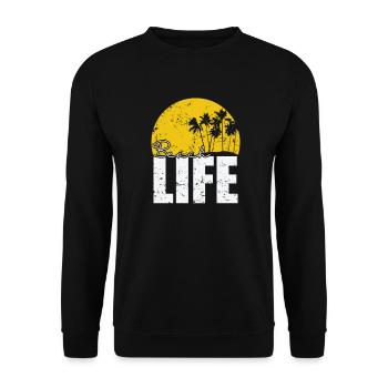 Beach Life Tree Palm Holiday Nature - Unisex Sweatshirt - black - Front - Alina (178cm) & Michal (187cm)