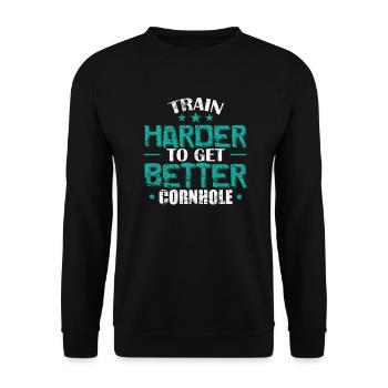 Train Harder to get better Cornhole Game - Unisex Sweatshirt - black - Front - Alina (178cm) & Michal (187cm)