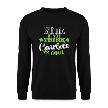 Blink if you think cornhole is cool game - Unisex Sweatshirt - black - Front - Alina (178cm) & Michal (187cm)