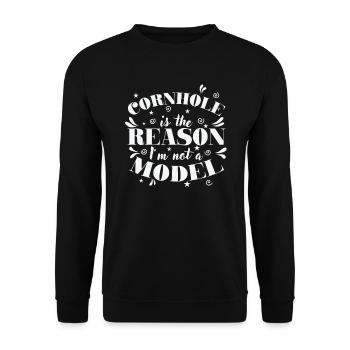 Cornhole is the Reason I'm not a Model Spiel - Unisex Pullover - Schwarz - Vorne - Alina (178cm) & Michal (187cm)