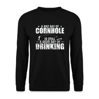 Bad Day of Cornhole is still good Day of Drinking - Unisex Sweatshirt - black - Front - Alina (178cm) & Michal (187cm)