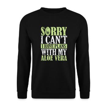 Désolé, je ne peux pas avoir de plans avec mon Aloe Vera - Sweat-shirt Unisexe - noir - Devant - Alina (178cm) & Michal (187cm)